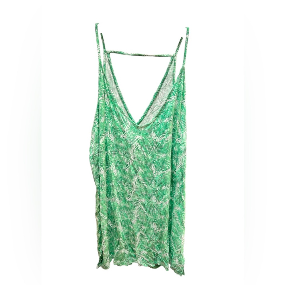 Women’s Large Old Navy green palm leaves spaghetti strap scoop neck tank top